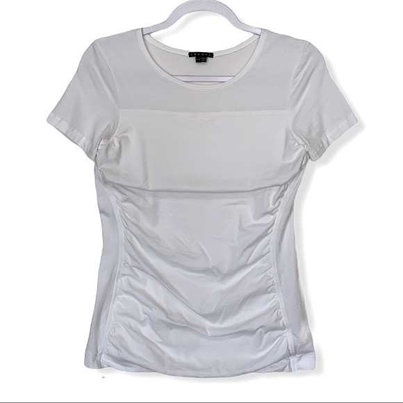 Theory Tops - Theory White Knit Tshirt Style Top Ruched Front LG